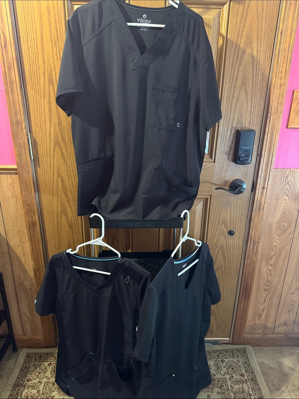 INFINITY Men’s Black V-Neck Scrub Tops - 3-Pack 1 mens and 2 women’s